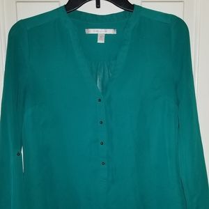 XS Lauren Conrad Emerald Green long sleeve blouse